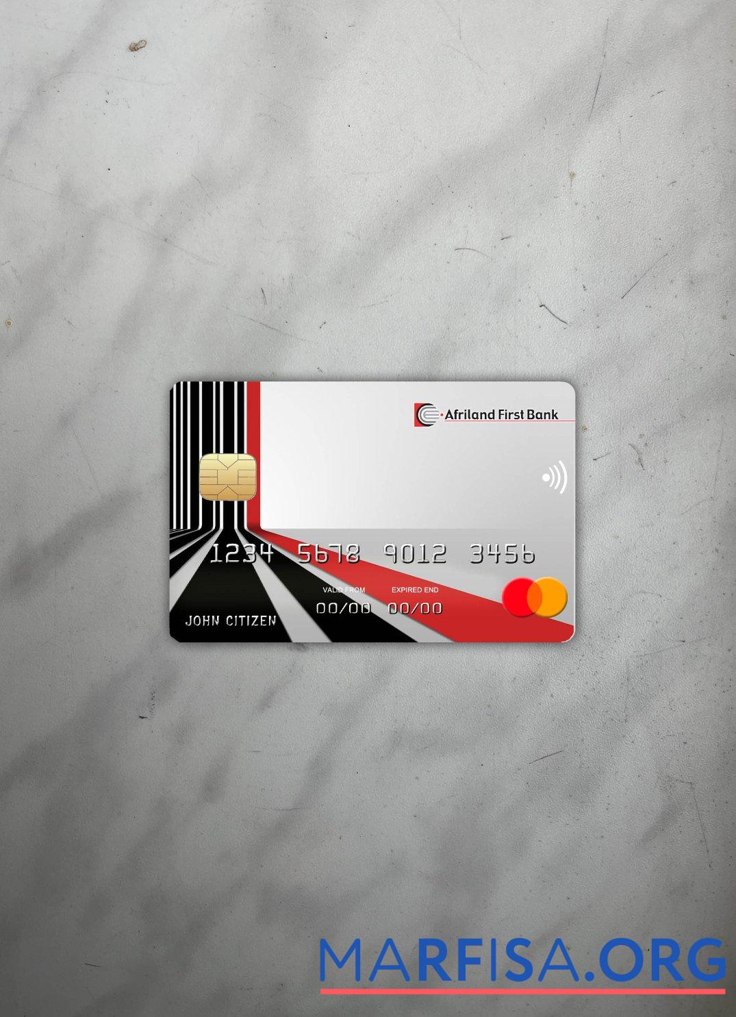 Realistic Cameroon Afriland First bank mastercard photolook front example